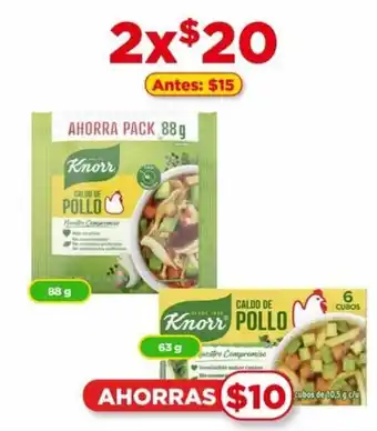Bodega Aurrerá CALDO DE POLLO Knorr AHORRA PACK 88g + 63g oferta