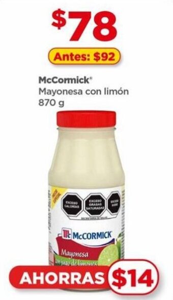 Bodega Aurrerá McCormick Mayonesa con limón 870g oferta