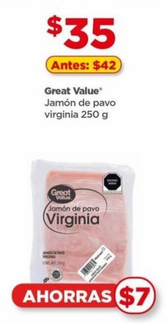 Great Value Jamón de pavo virginia 250g