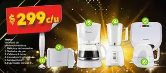 Bodega Aurrerá Taurus Variedad de electrodomésticos 1. Batidora 2. Tostador 3. Cafetera 4. Licuadora 5. Sandwichera 6. Exprimidor 1L oferta