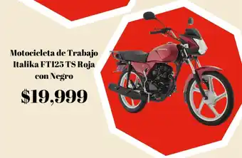 Elektra Motocicleta de Trabajo Italika FT125 TS Roja con Negro oferta