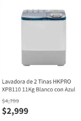 Elektra Lavadora de 2 Tinas HKPRO XPB110 11kg Blanco con Azul oferta