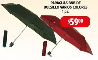 PARAGUAS BNB DE BOLSILLO VARIOS COLORES 1 pz.