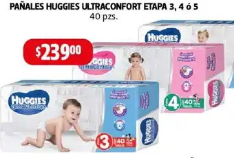 Farmacias Guadalajara PAÑALES HUGGIES ULTRACONFORT ETAPA 3, 4 ó 5 40pzs oferta