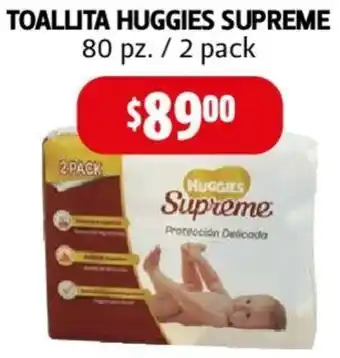 Farmacias Guadalajara TOALLITA HUGGIES SUPREME 80 pz. / 2 pack oferta
