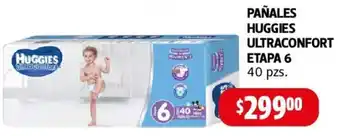 PAÑALES HUGGIES ULTRACONFORT ETAPA 6 40 pzs.
