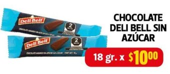 Farmacias Guadalajara CHOCOLATE DELI BELL SIN AZÚCAR 18gr oferta