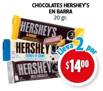 Farmacias Guadalajara CHOCOLATES HERSHEY'S EN BARRA 20gr oferta
