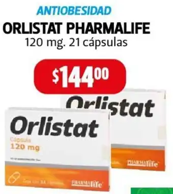 Farmacias Guadalajara ORLISTAT PHARMALIFE 120 mg. 21 cápsulas oferta