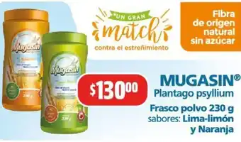 MUGASIN Plantago psyllium Frasco polvo 230 g sabores: Lima-limón y Naranja