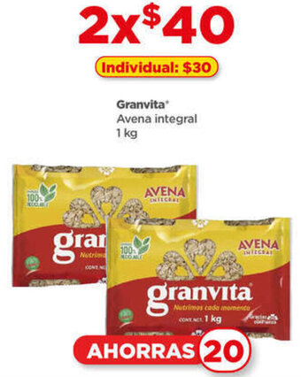 Bodega Aurrerá Granvita Avena integral 1 kg oferta