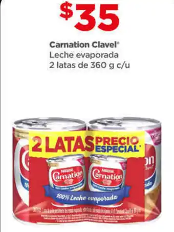 Bodega Aurrerá Carnation Clavel Leche evaporada 2 latas de 360 g c/u oferta