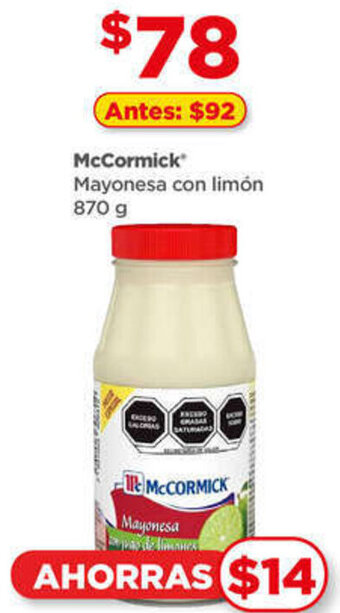 Bodega Aurrerá McCormick Mayonesa con limón 870 g oferta