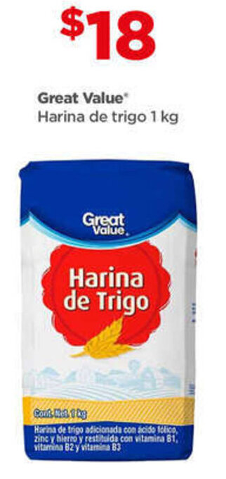 Bodega Aurrerá Great Value Harina de trigo 1 kg oferta