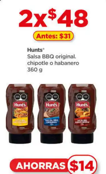Bodega Aurrerá Hunt's Salsa BBQ original. chipotle o habanero 360g oferta