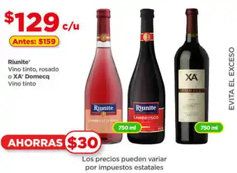 Bodega Aurrerá Riunite Vino tinto, rosado O XA* Domecq Vino tinto oferta
