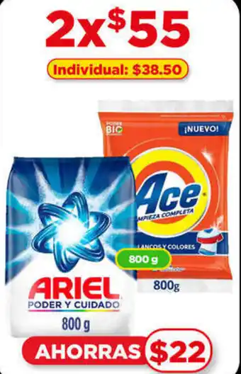 Bodega Aurrerá ACE 800g, ARIEL Poder y Cuidado 800g oferta