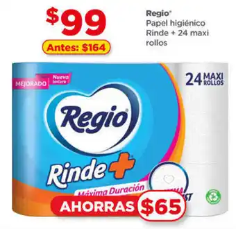 Bodega Aurrerá Regio' Papel higiénico Rinde + 24 maxi rollos oferta