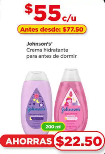 Bodega Aurrerá Johnson's Crema hidratante para antes de dormir oferta