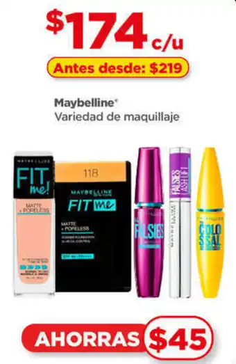 Bodega Aurrerá Maybelline Variedad de maquillaje oferta
