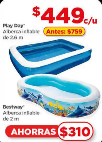 Bodega Aurrerá Play Day Alberca inflable 2.6 m, Bestway Alberca inflable de 2 m oferta
