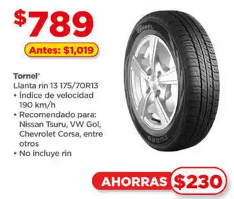 Bodega Aurrerá Tornel Llanta rin 13 175/70R13 oferta