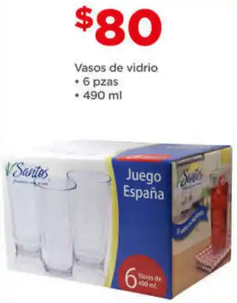 Vasos de vidrio 6 pzas 490 ml