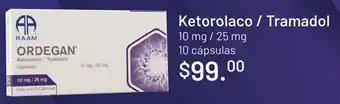 Farmacias Similares Ketorolaco / Tramadol Cápsulas 10 mg/25 mg Caja con 10 Cápsulas oferta