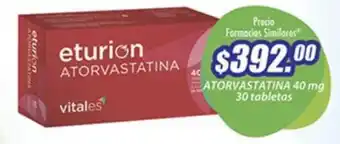 Farmacias Similares TATORVASTATINA 40 mg 30 tabletas oferta
