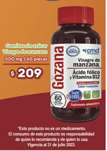 Farmacias Similares Gomitas sin azúcar Vinagre de manzana 500 mg / 60 piezas oferta