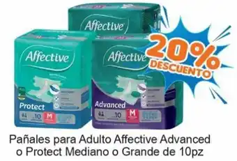 Pañales para Adulto Affective Advanced o Protect Mediano o Grande de 10pz
