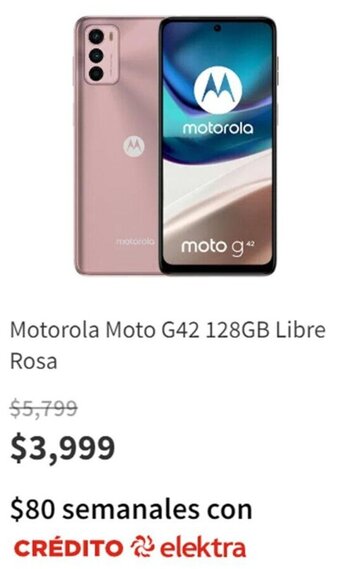 Elektra Motorola Moto G42 128GB Libre Rosa oferta