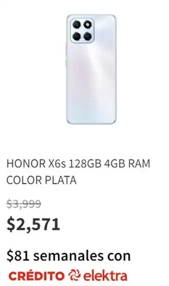Elektra HONOR X6s 128GB 4GB RAM COLOR PLATA oferta