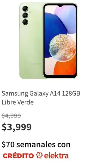 Elektra Samsung Galaxy A14 128GB Libre Verde oferta