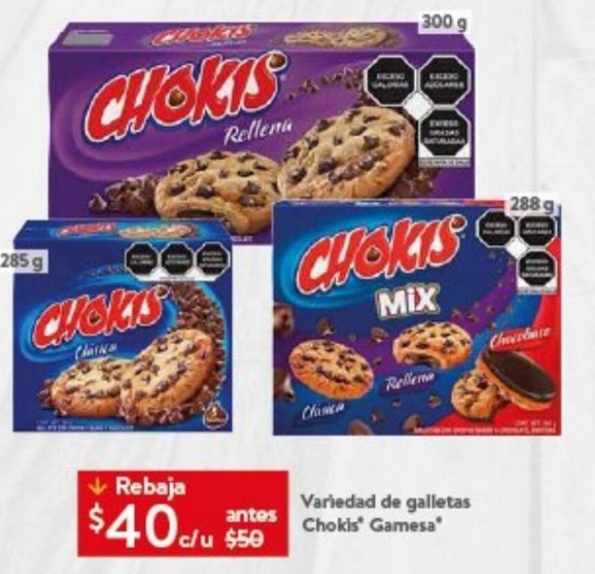 Variedad de galletas Chokis Gamesa oferta en Walmart