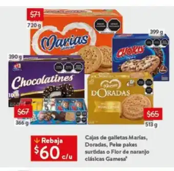 Walmart Cajas de galletas Marías, Doradas, Peke pakes surtidas o Flor de naranjo clásicas Gamesa oferta