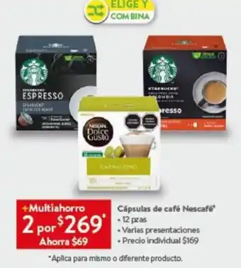 Walmart Cápsulas de café Nescafé* 12 pzas oferta