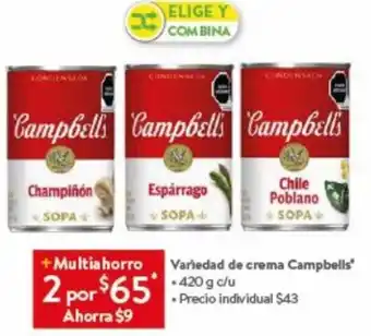 Walmart Variedad de crema Campbells" 420g oferta