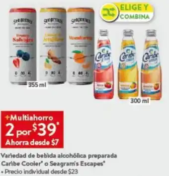 Walmart Variedad de bebida alcohólica preparada Caribe Cooler² o Seagram's Escapes* oferta