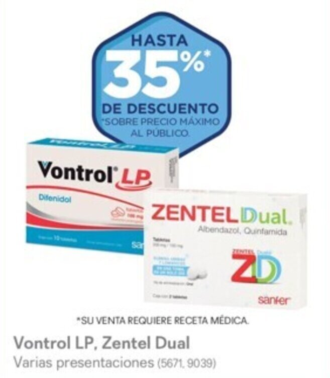 Derma Vontrol LP, Zentel Dual Varias presentaciones (5671, 9039) oferta