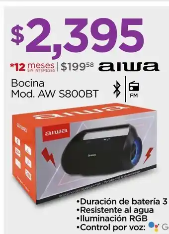 Chedraui Bocina aiwa aw s800bt oferta