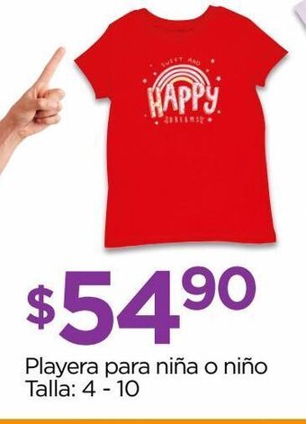 Chedraui Playera para niña o niño talla: 4 - 10 oferta