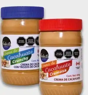 Chedraui Crema de cacahuate crunchy o cremosa selecto brand 454g oferta