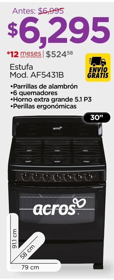 Chedraui Estufa acros af5431b 30 negro oferta