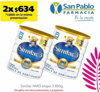 Farmacia San Pablo Similac hmo et3 1-3 años lat c/850gr oferta