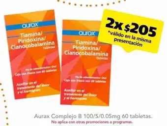 Farmacia San Pablo Aurax complejo b 100/5/0.05mg c/60 tab oferta