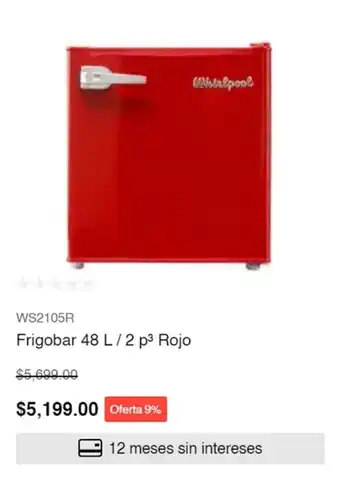 WS2105R Frigobar 48 L/2 p³ Rojo