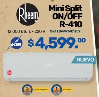 Niplito Mini Split Rheem ON/OFF oferta
