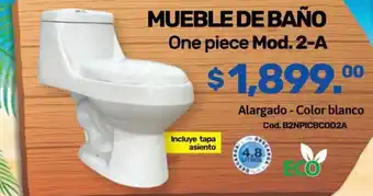 MUEBLE DE BAÑO One piece Mod. 2-A Alargado - Color blanco