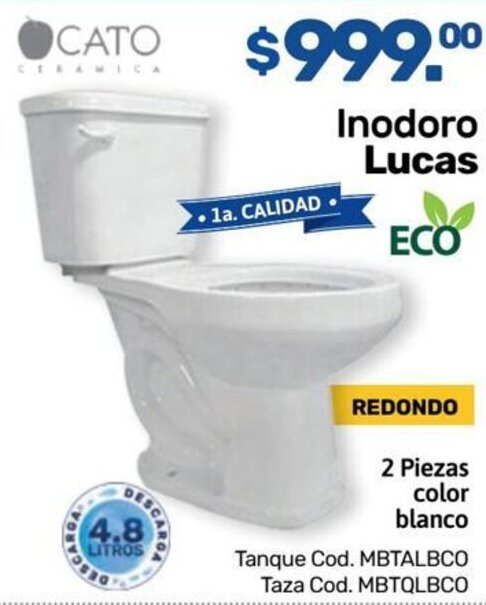 Niplito Inodoro Lucas 2 Piezas color blanco ucas oferta